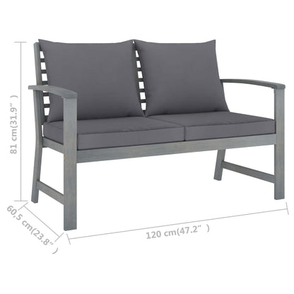 Set Divani da Giardino 3 pz con Cuscini in Legno Acacia Grigio - homemem39