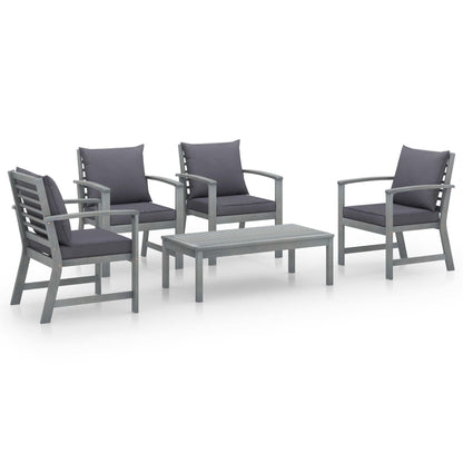 Set Divani da Giardino 5 pz con Cuscini in Legno Acacia Grigio - homemem39