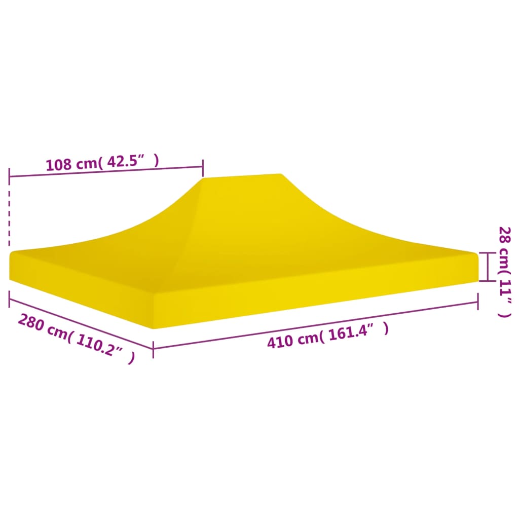 Tetto per Tendone per Feste 4x3 m Giallo 270 g/m² - homemem39