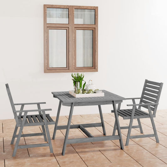 Set da Pranzo da Giardino 3 pz Legno Massello di Acacia Grigio - homemem39