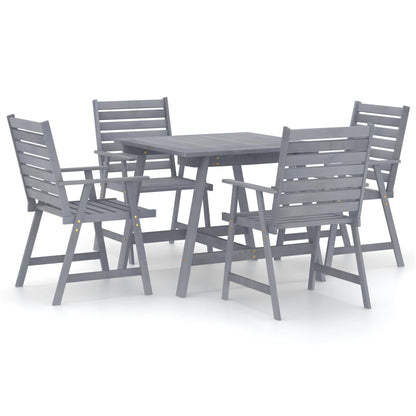 Set Pranzo da Giardino 5 pz in Legno Massello di Acacia Grigio - homemem39