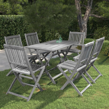 Set da Pranzo per Giardino 7 pz Legno Massello di Acacia Grigio - homemem39