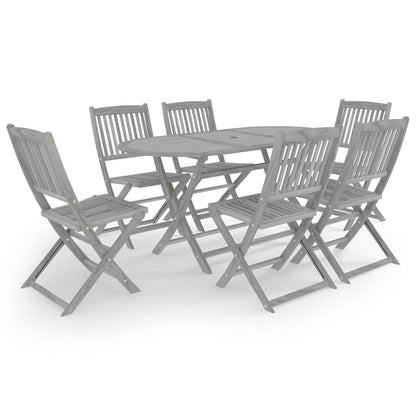 Set da Pranzo per Giardino 7 pz Legno Massello di Acacia Grigio - homemem39