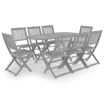 Set da Pranzo per Giardino 9 pz Legno Massello di Acacia Grigio - homemem39