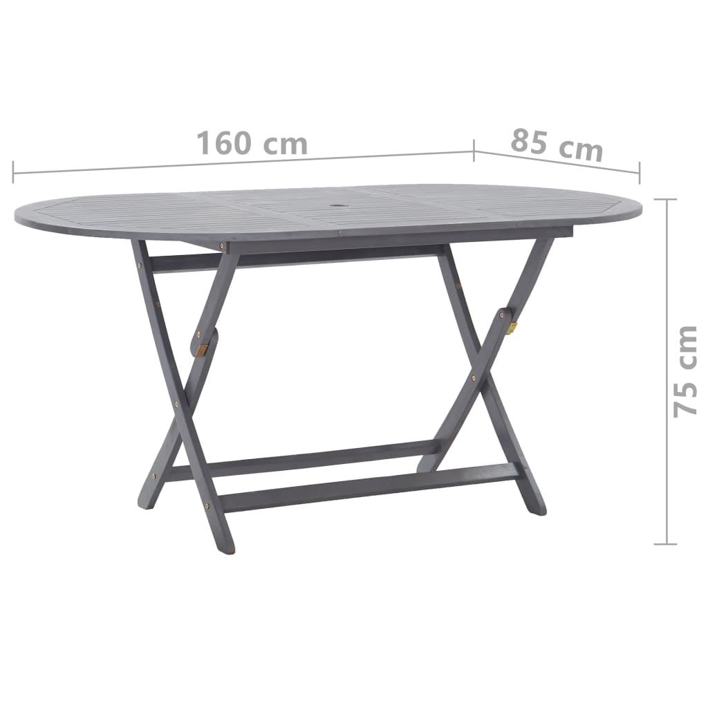 Set da Pranzo per Giardino 9 pz Legno Massello di Acacia Grigio - homemem39