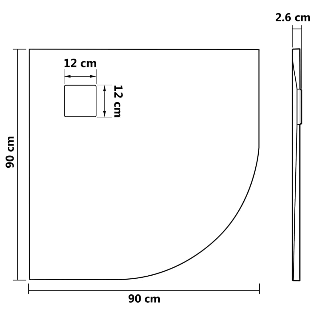 Piatto Doccia in SMC Grigio 90x90 cm - homemem39