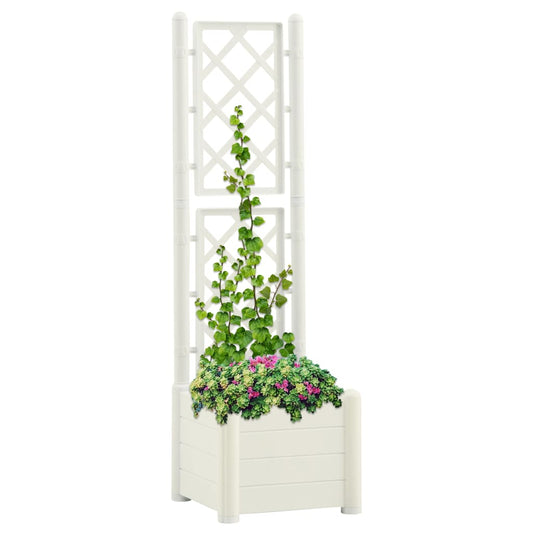 Fioriera da Giardino con Graticcio 43x43x142 cm PP Bianco - homemem39