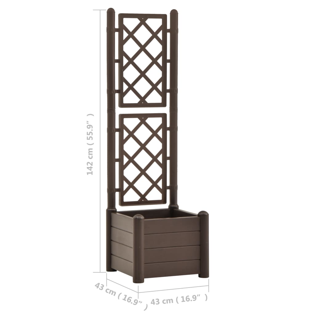 Fioriera da Giardino con Graticcio 43x43x142 cm PP Mocca - homemem39