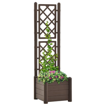 Fioriera da Giardino con Graticcio 43x43x142 cm PP Mocca - homemem39