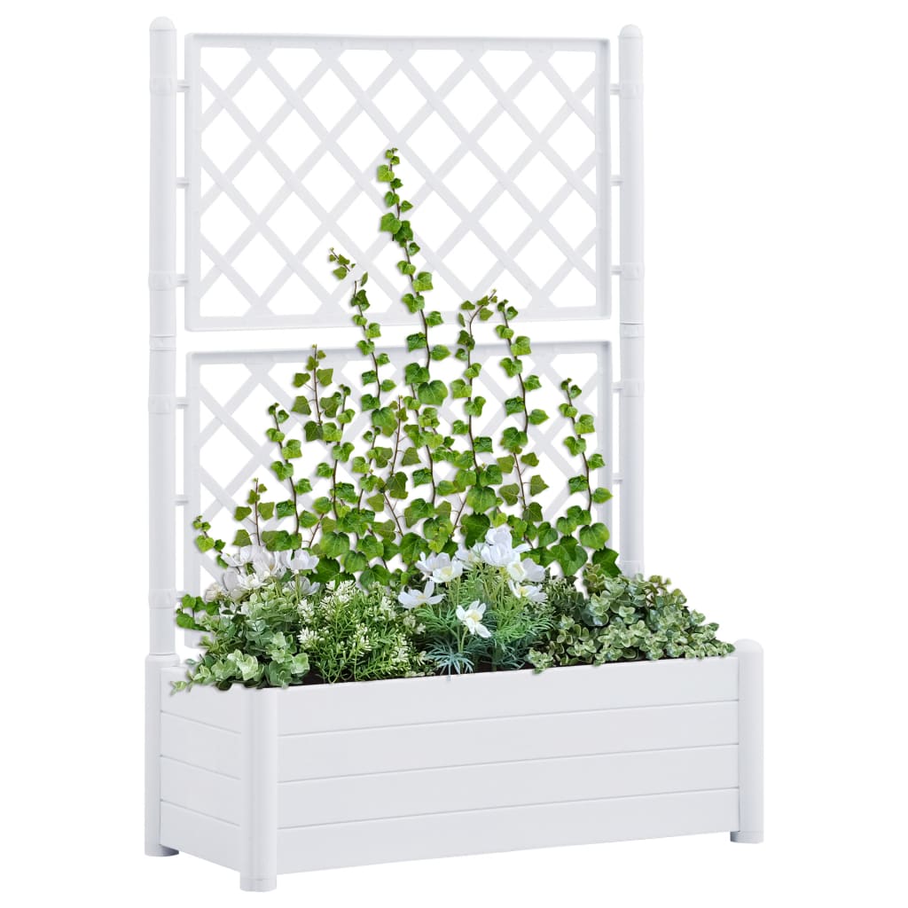 Fioriera da Giardino con Graticcio 100x43x142 cm PP Bianco - homemem39