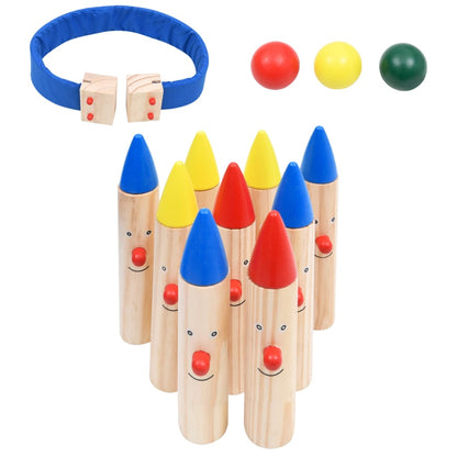 Gioco di Bowling Multicolore in Legno Massello di Pino - homemem39