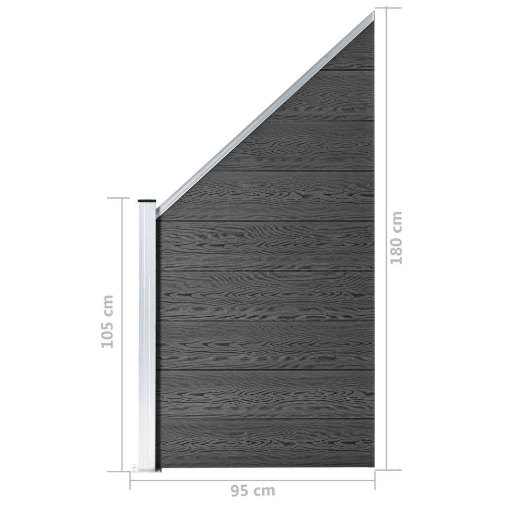 Pannello di Recinzione in WPC 95x(105-180) cm Nero - homemem39