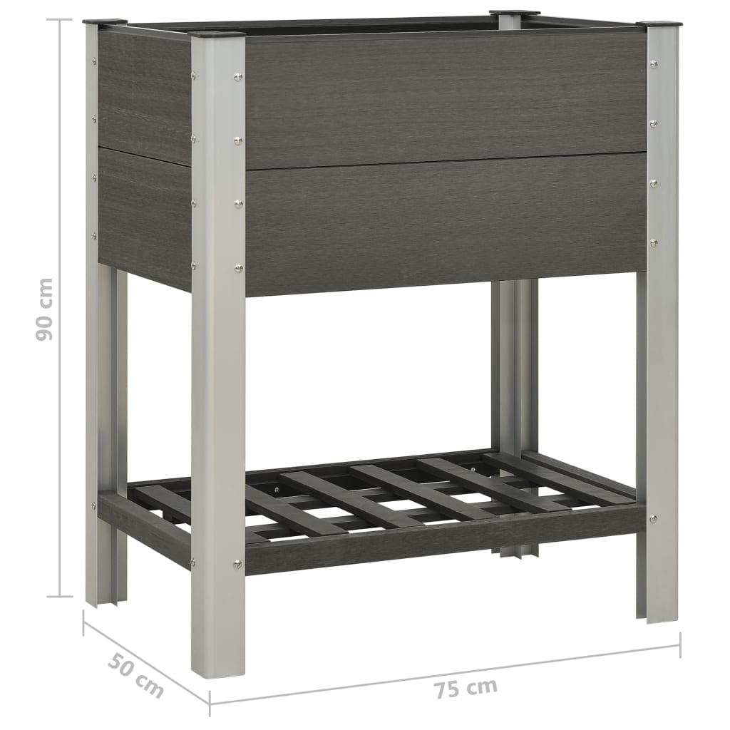 Fioriera Rialzata da Giardino con Ripiano 75x50x90cm WPC Grigio - homemem39