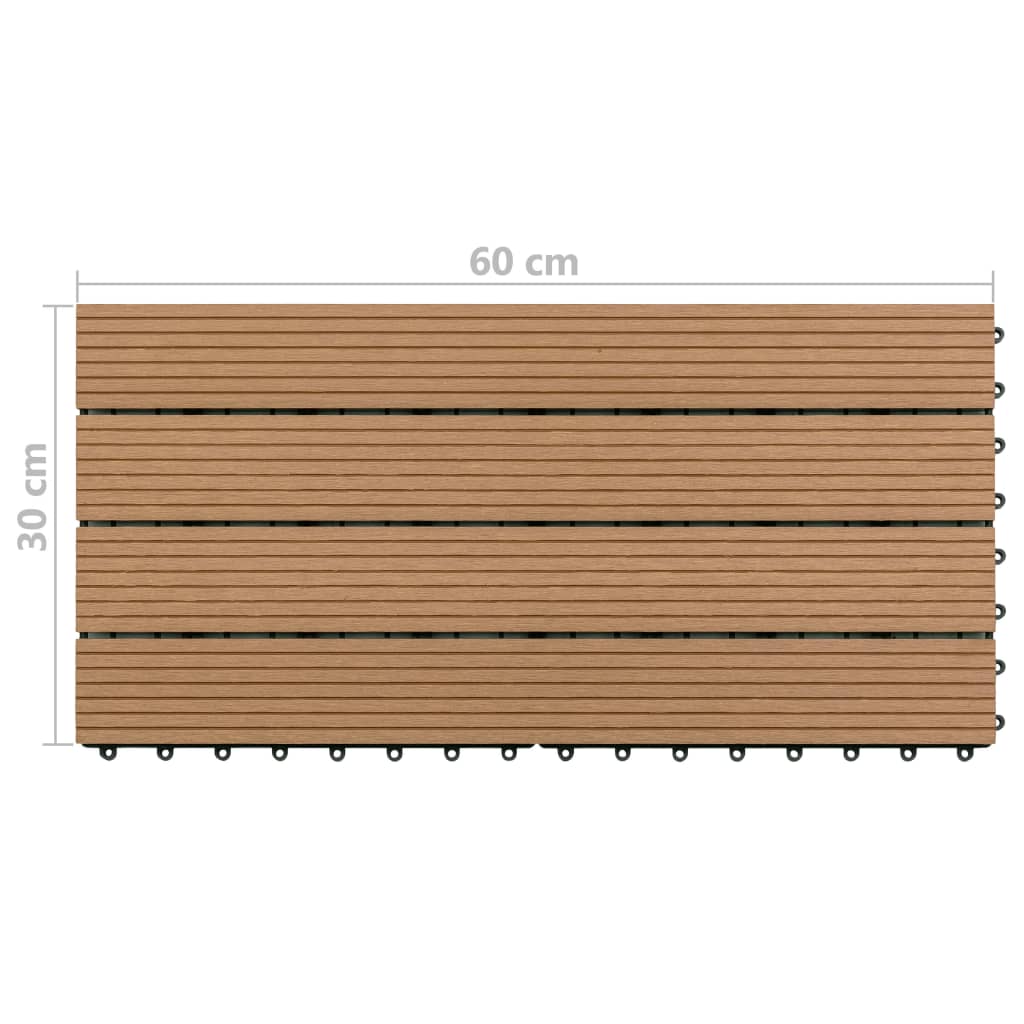 Piastrelle per Decking in WPC 6 pz 60x30 cm 1,08 m² Marrone - homemem39
