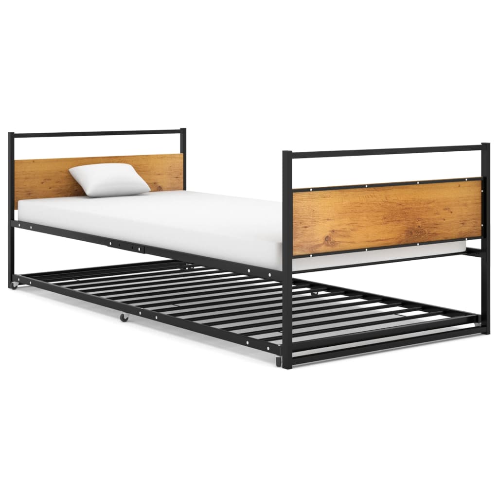 Telaio Giroletto con Letto Estraibile Nero in Metallo 90x200 cm - homemem39