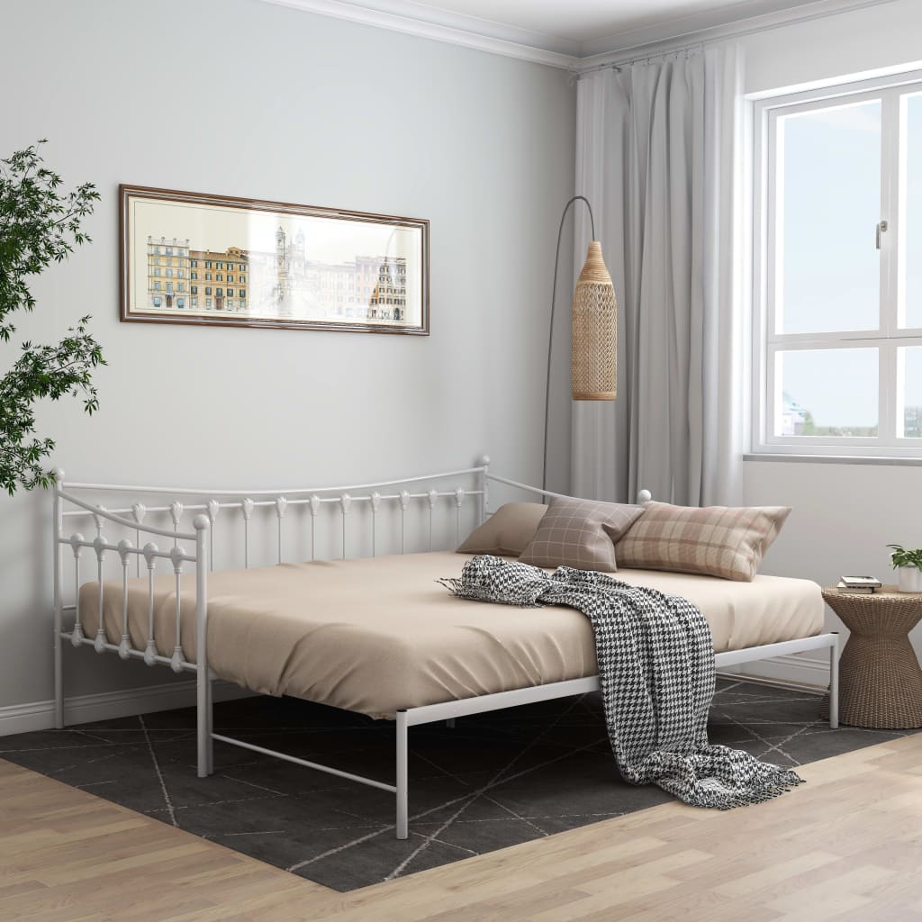 Telaio Divano Letto Estraibile Bianco in Metallo 90x200 cm - homemem39