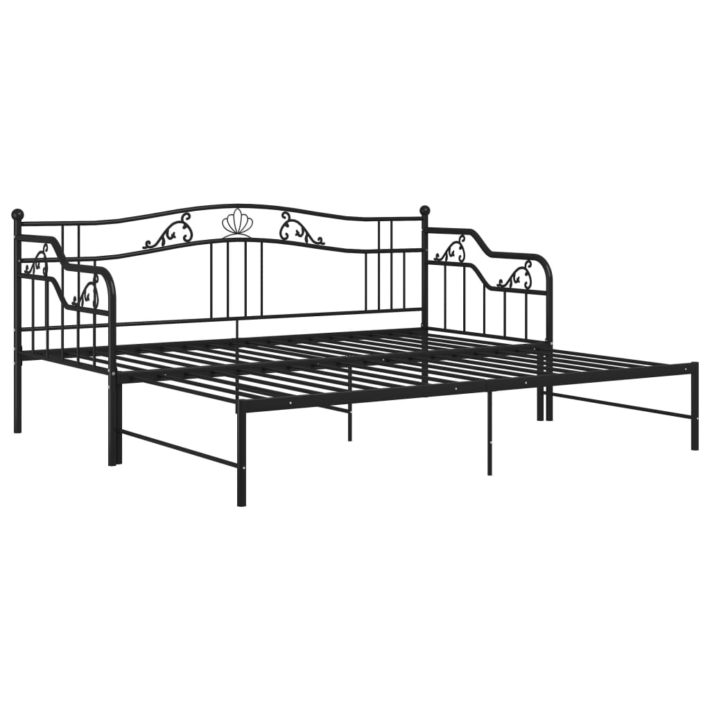 Telaio Divano Letto Estraibile Nero in Metallo 90x200 cm - homemem39