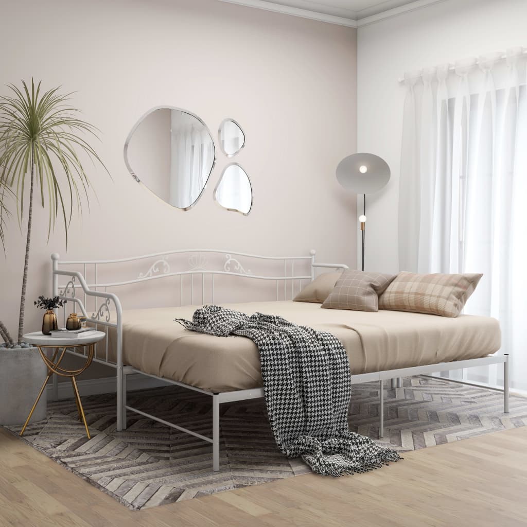 Telaio Divano Letto Estraibile Bianco in Metallo 90x200 cm - homemem39