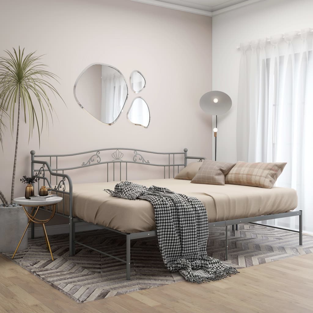 Telaio Divano Letto Estraibile Grigio in Metallo 90x200 cm - homemem39