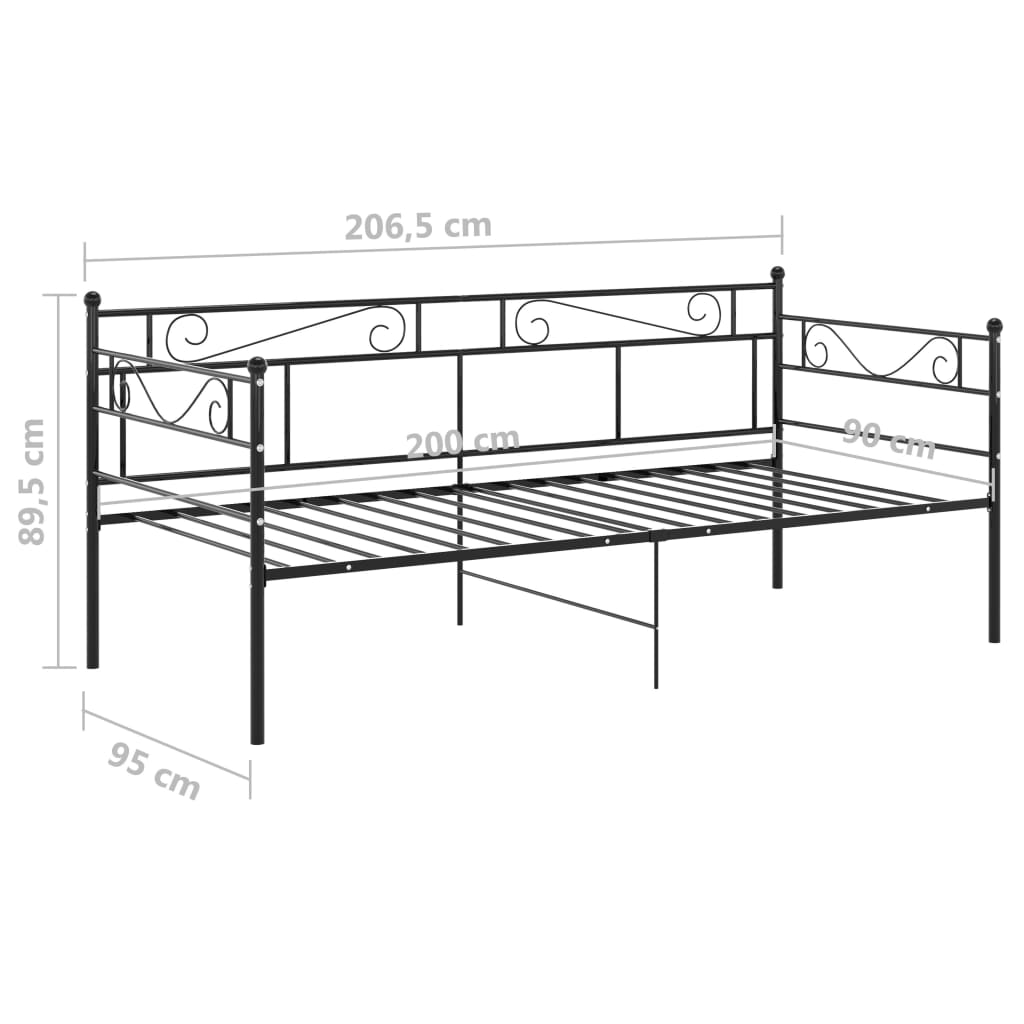 Divano Letto Telaio Nero in Metallo 90x200 cm - homemem39