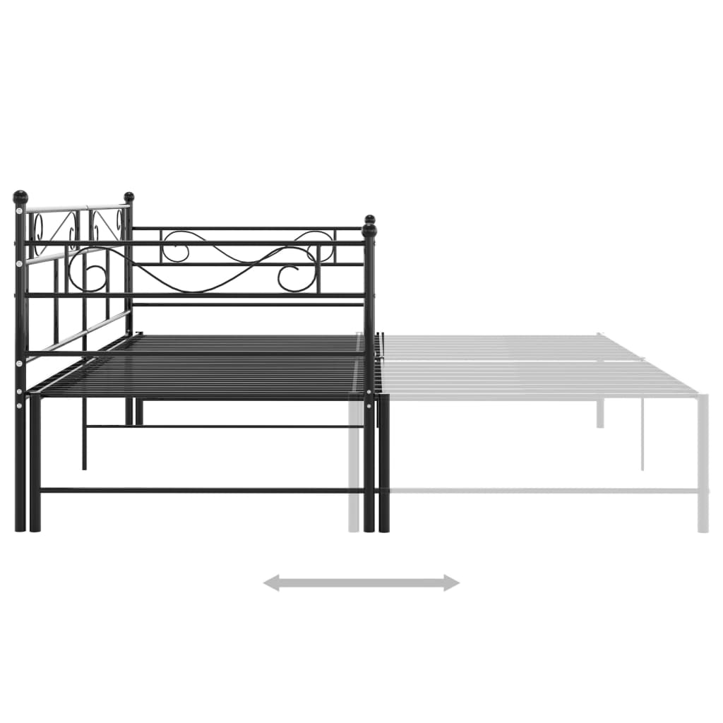 Telaio Divano Letto Estraibile Nero in Metallo 90x200 cm - homemem39