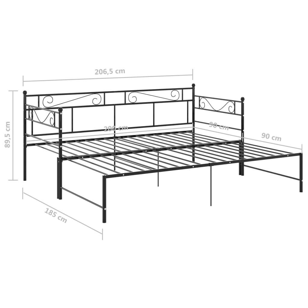 Telaio Divano Letto Estraibile Nero in Metallo 90x200 cm - homemem39