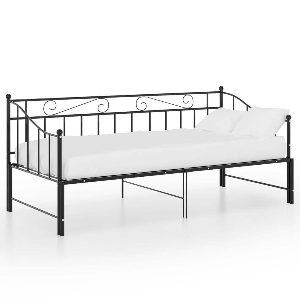 Telaio Divano Letto Estraibile Nero in Metallo 90x200 cm - homemem39