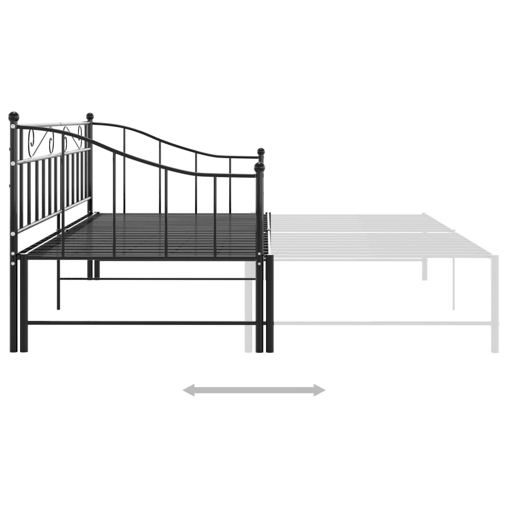 Telaio Divano Letto Estraibile Nero in Metallo 90x200 cm - homemem39