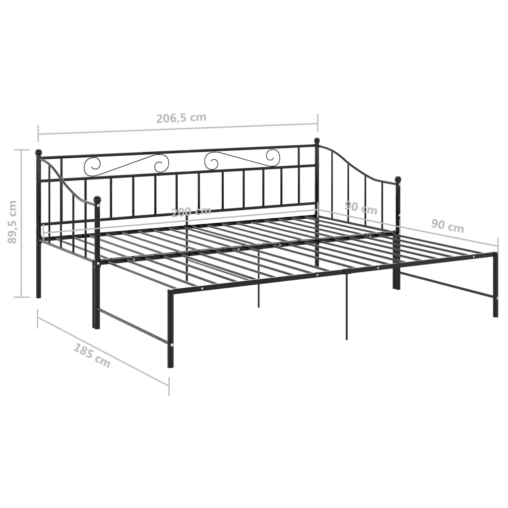 Telaio Divano Letto Estraibile Nero in Metallo 90x200 cm - homemem39