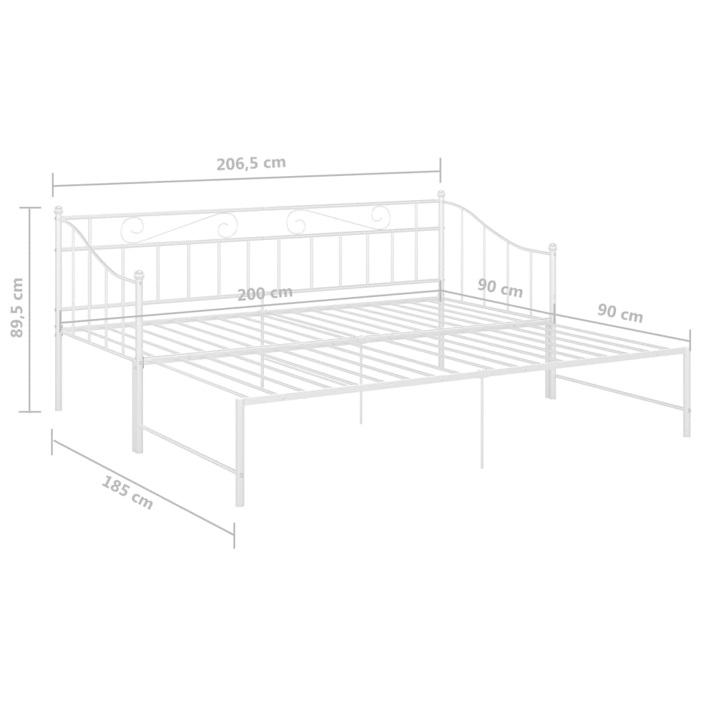 Telaio Divano Letto Estraibile Bianco in Metallo 90x200 cm - homemem39