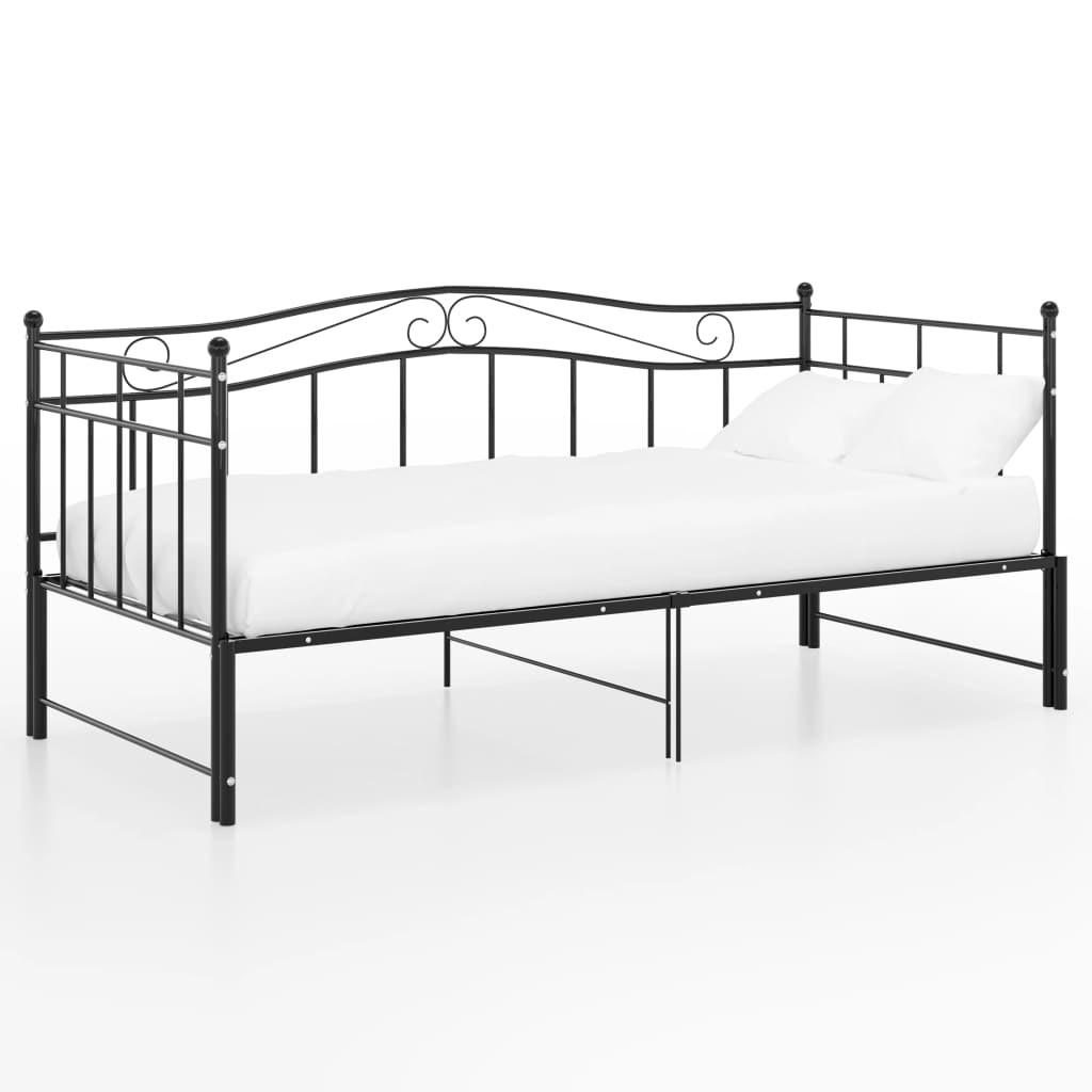 Telaio Divano Letto Estraibile Nero in Metallo 90x200 cm - homemem39