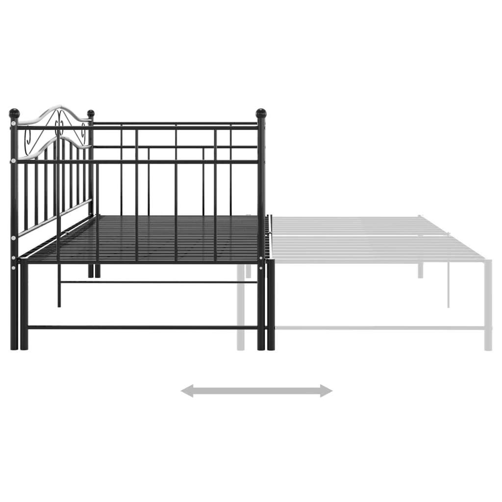 Telaio Divano Letto Estraibile Nero in Metallo 90x200 cm - homemem39