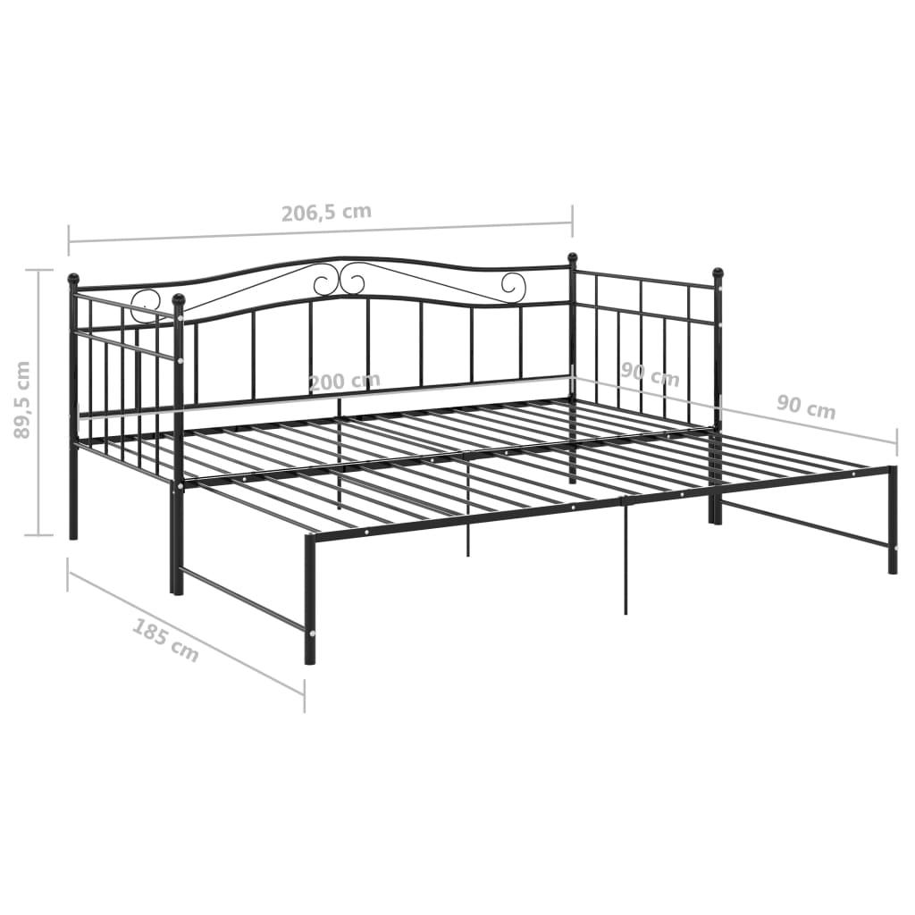 Telaio Divano Letto Estraibile Nero in Metallo 90x200 cm - homemem39