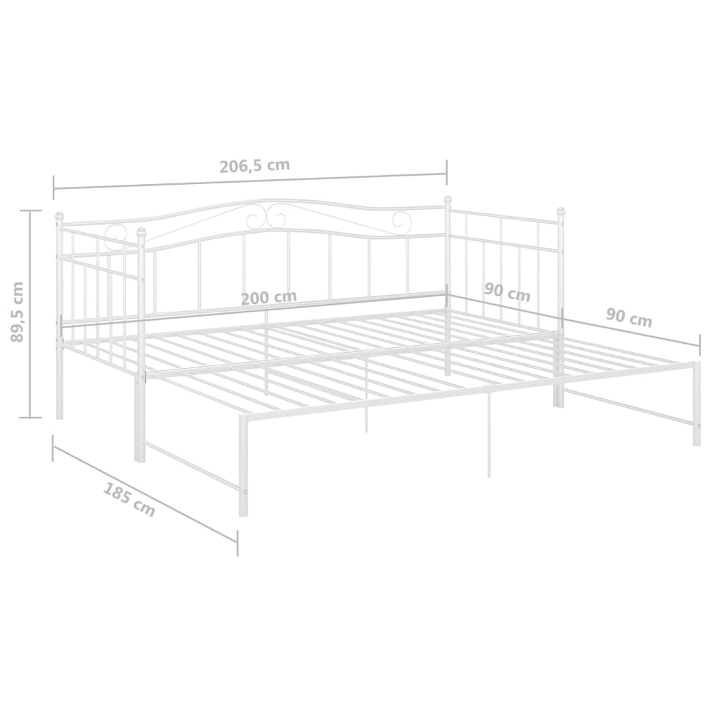 Telaio Divano Letto Estraibile Bianco in Metallo 90x200 cm - homemem39