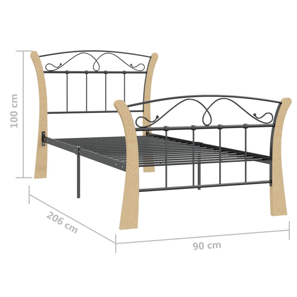 Giroletto Nero in Metallo 90x200 cm - homemem39