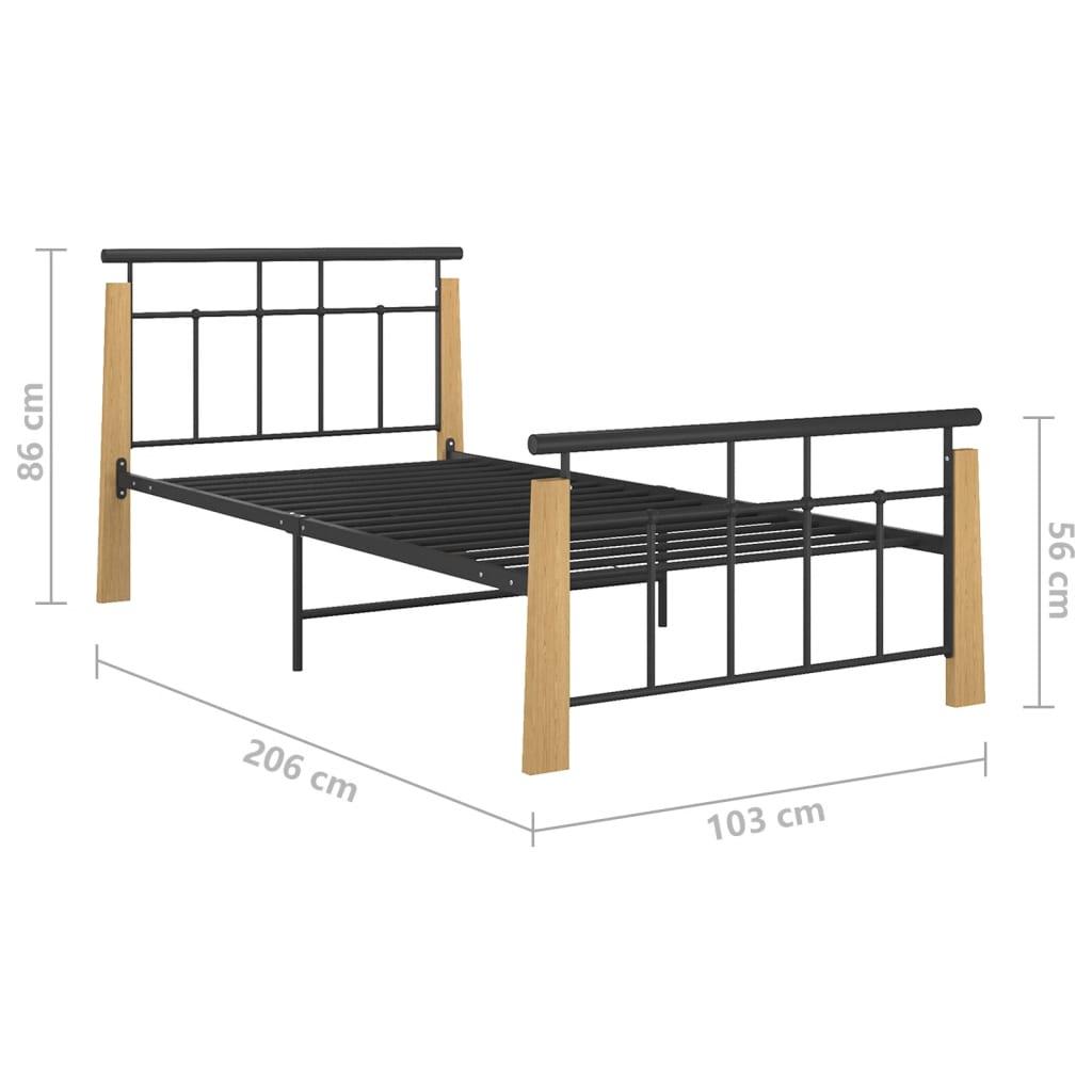 Giroletto in Metallo e Legno Massello di Rovere 90x200 cm - homemem39