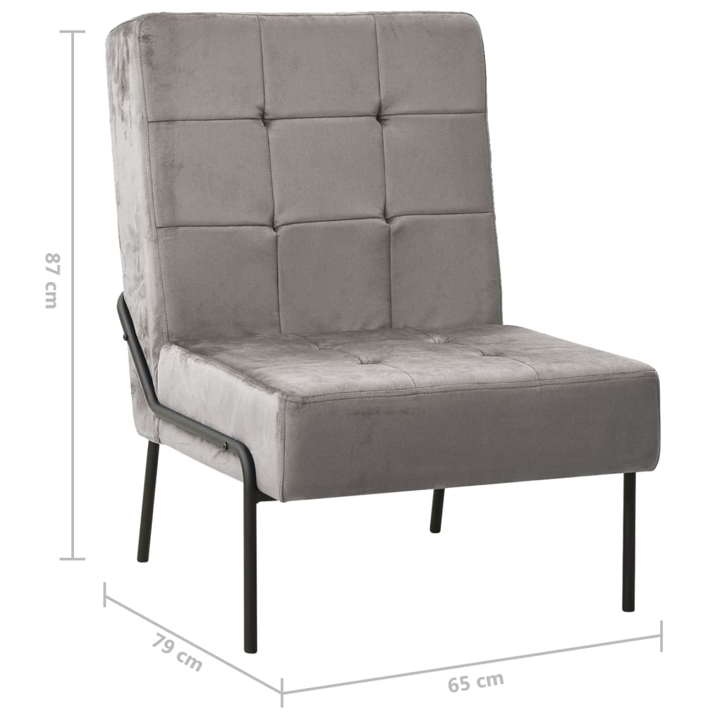 Poltrona Relax 65x79x87 cm Grigio Chiaro in Velluto - homemem39