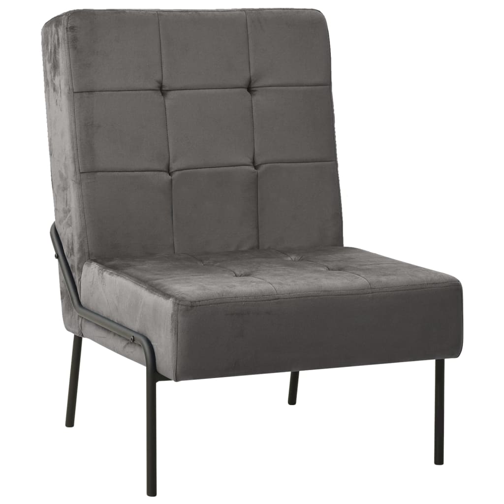 Poltrona Relax 65x79x87 cm Grigio Scuro in Velluto - homemem39