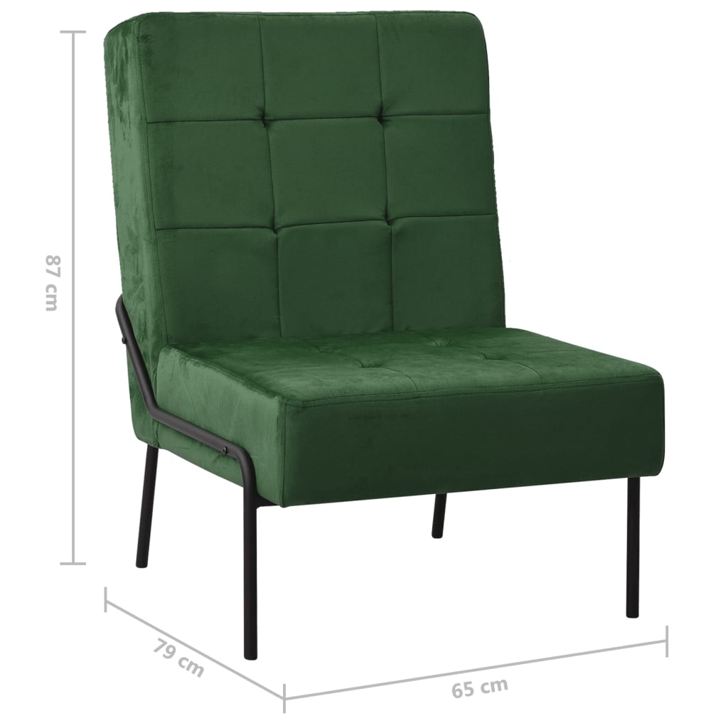 Poltrona Relax 65x79x87 cm Verde Scuro in Velluto - homemem39