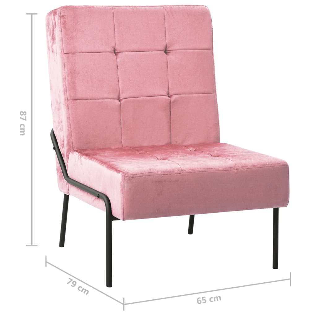 Poltrona Relax 65x79x87 cm Rosa in Velluto - homemem39