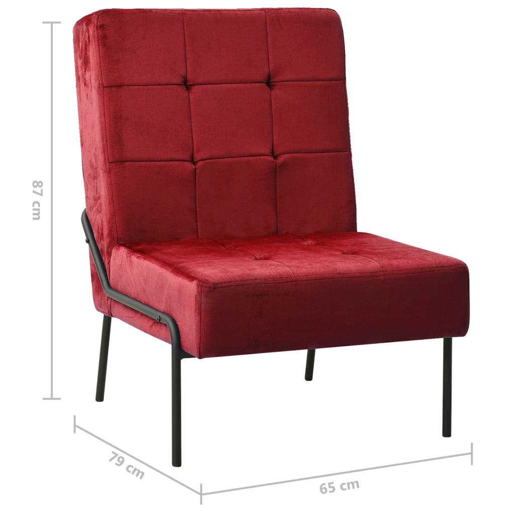 Poltrona Relax 65x79x87 cm Rosso Vino in Velluto - homemem39