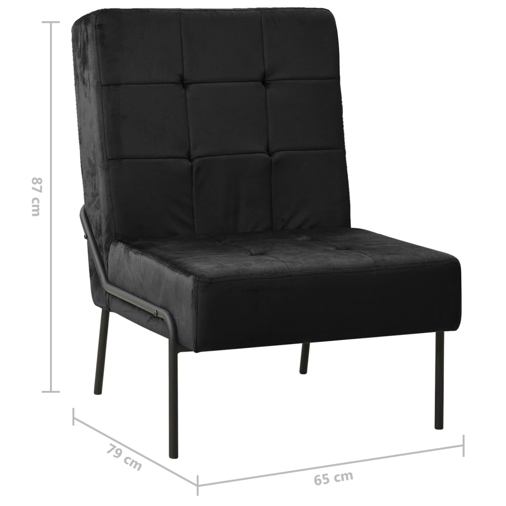 Poltrona Relax 65x79x87 cm Nera in Velluto - homemem39