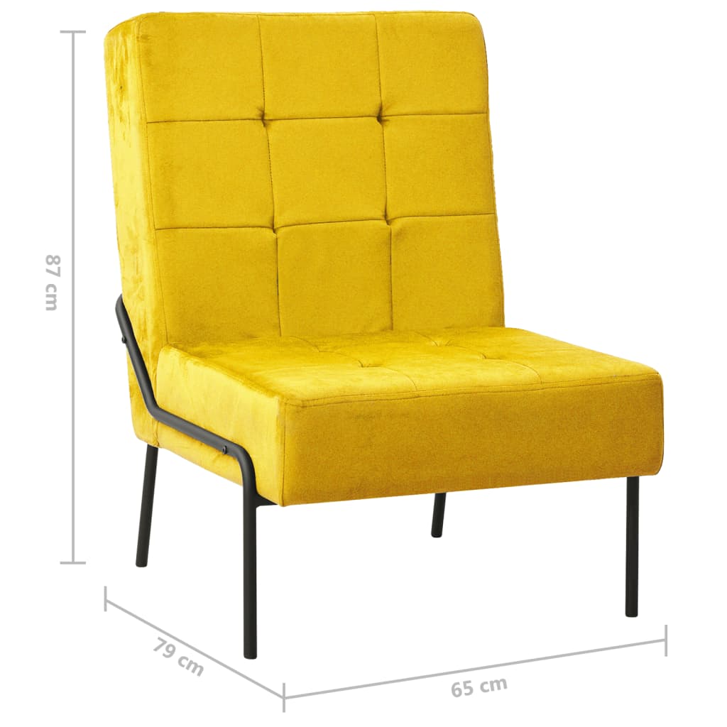 Poltrona Relax 65x79x87 cm Giallo Senape in Velluto - homemem39