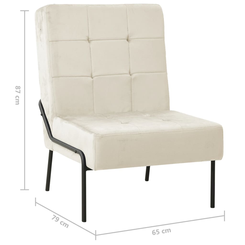 Poltrona Relax 65x79x87 cm Bianco Crema in Velluto - homemem39