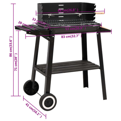 Barbecue a Carbonella con Ruote in Acciaio Nero - homemem39