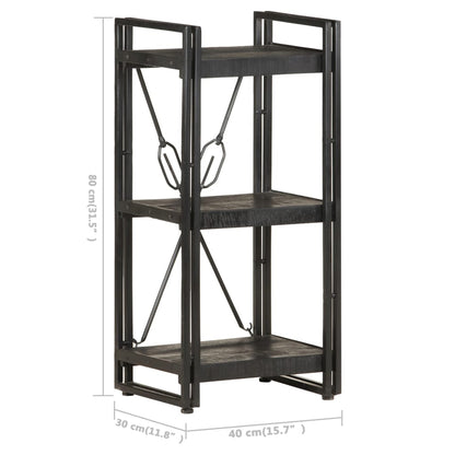 Libreria a 3 Ripiani 40x30x80cm Nero in Legno Massello di Mango - homemem39