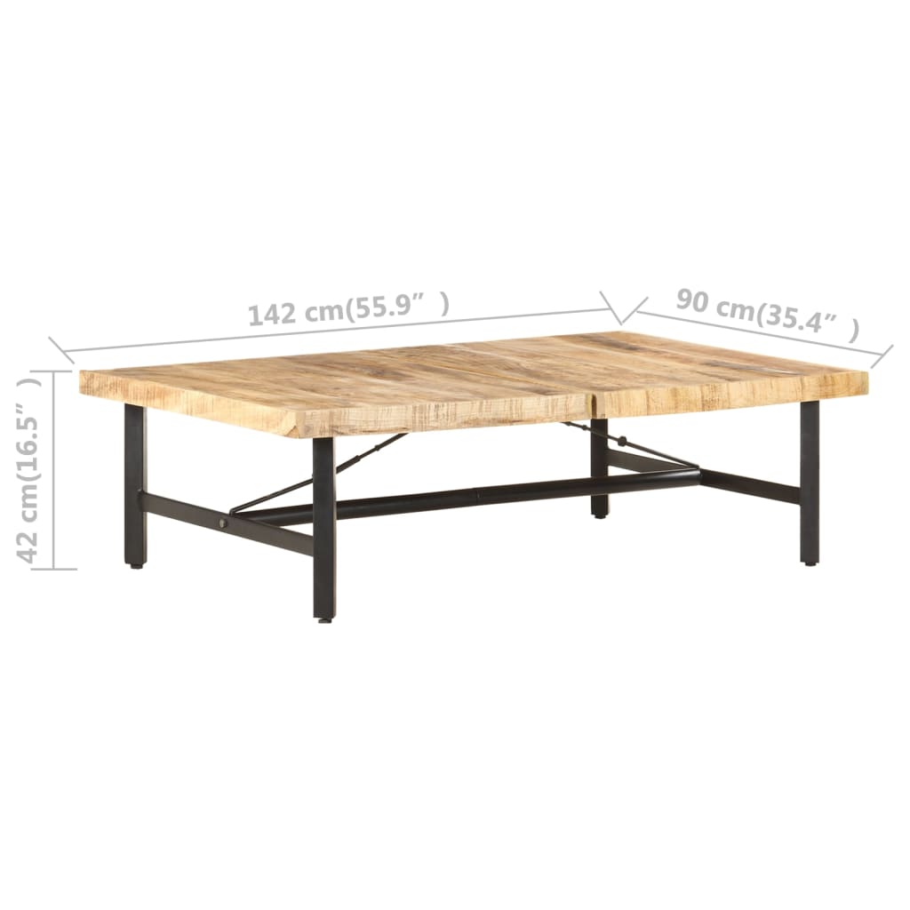 Tavolino da Salotto in Legno Massello di Mango 142x90x42 cm - homemem39