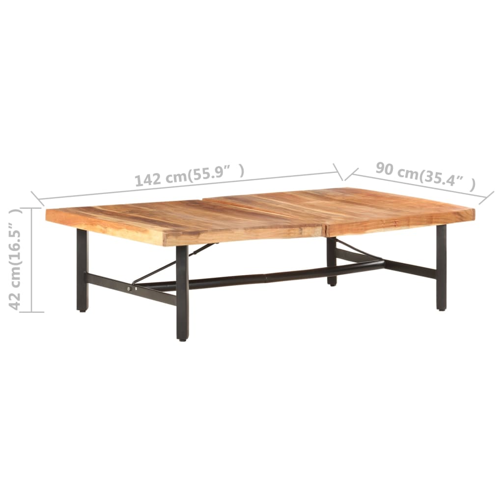 Tavolino da Salotto in Legno Massello di Acacia 142x90x42 cm - homemem39