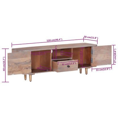 Mobile Porta TV 118x30x40 cm in Legno Massello di Acacia - homemem39