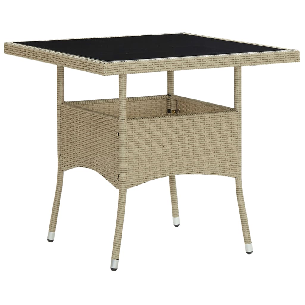 Set da Pranzo da Giardino 3 pz Beige in Polyrattan e Vetro - homemem39